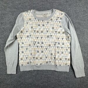 Bass Sweater Mens XL Gray Geometric Triangle Knit Crewneck Pullover Long Sleeve